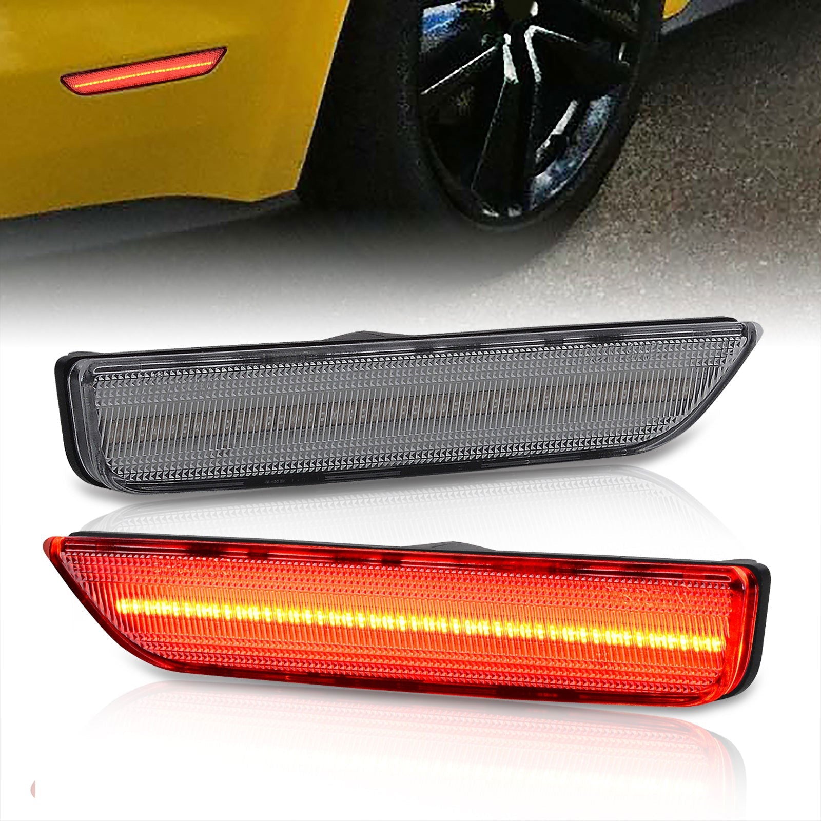 Ford Mustang 2010-2014 Rear Red LED Side Marker Clear Len - Parts Agent