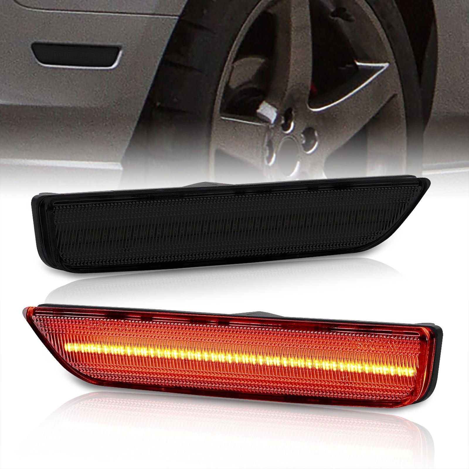 Ford Mustang 2010-2014 Rear Red LED Side Marker Smoke Len - Parts Agent