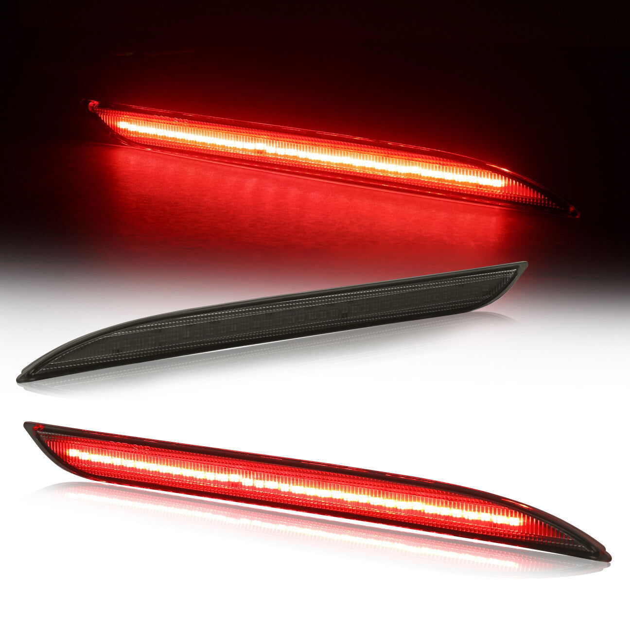 Ford Mustang 2015-2017 Rear Red LED Reflector Lights Smoke Len - Parts Agent