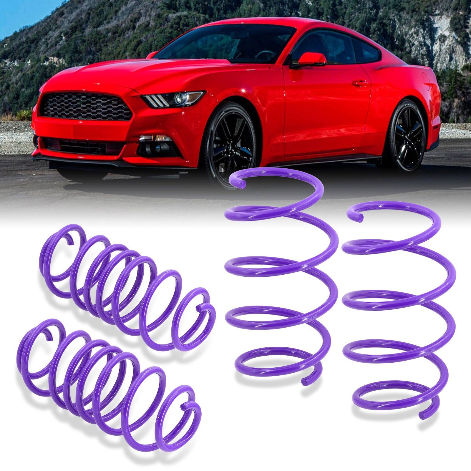 Ford Mustang 2015-2021 Lowering Springs Purple (Front ~1.0" / Rear ~1.0") - Parts Agent