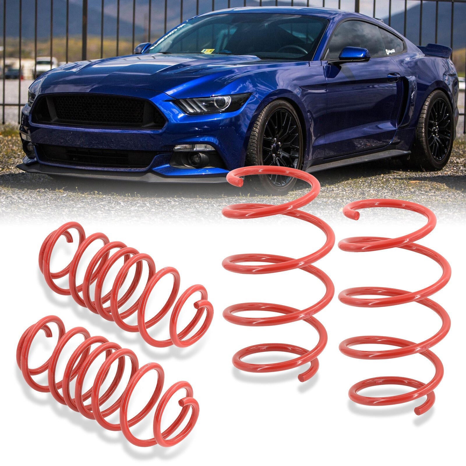Ford Mustang 2015-2021 Lowering Springs Red (Front ~1.0" / Rear ~1.0") - Parts Agent