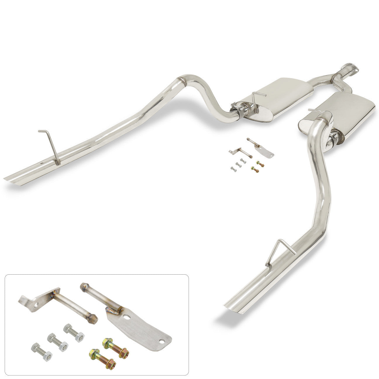 Ford Mustang 3.8L V6 1999-2004 Dual Tip Stainless Steel Catback Exhaust System (Piping: 2.75" / 70mm | Tip: 2.2") - Parts Agent