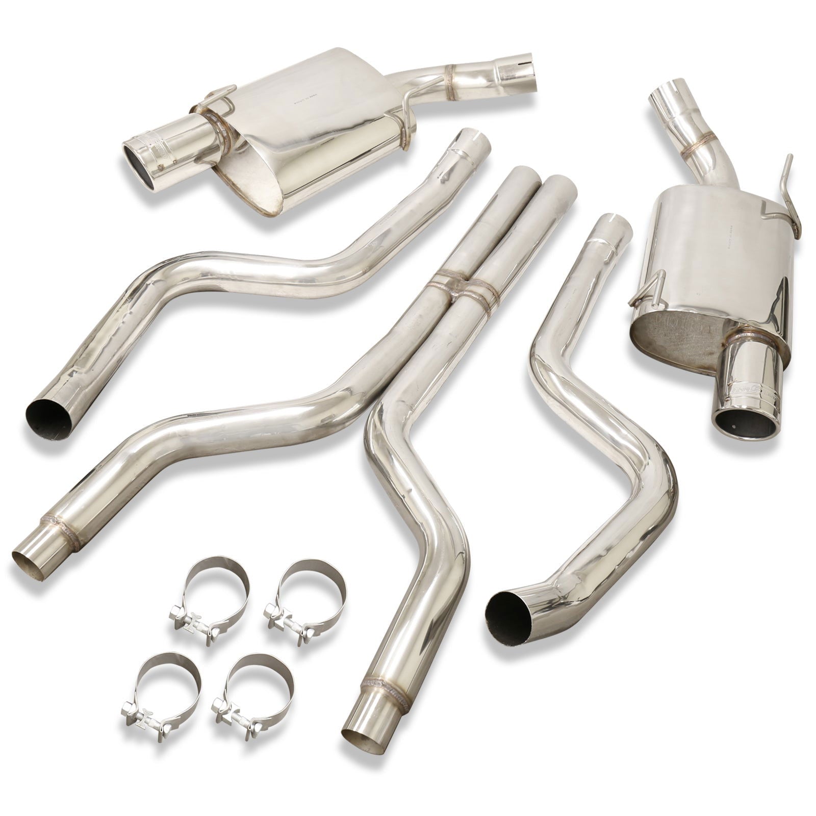 Ford Mustang 4.6L 5.4L V8 2005-2009 Dual Tip Stainless Steel Catback Exhaust System (Tip: 3.5") - Parts Agent