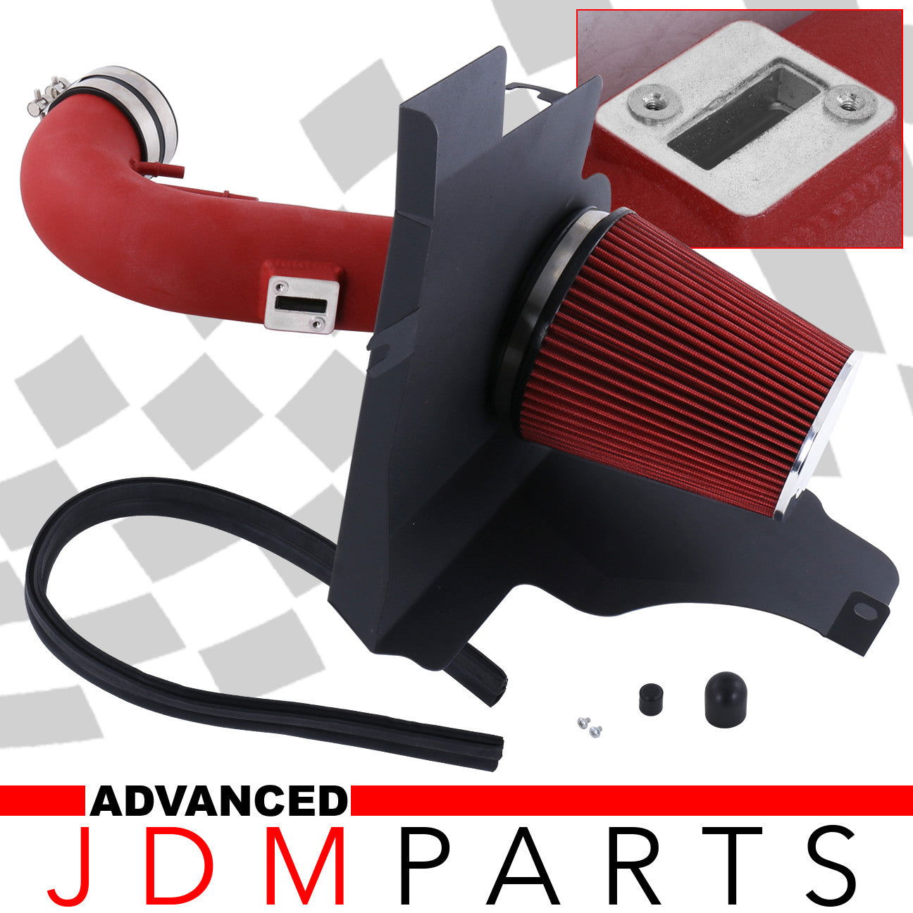Ford Mustang 5.0L V8 2011-2014 Cold Air Intake Red + Heat Shield - Parts Agent