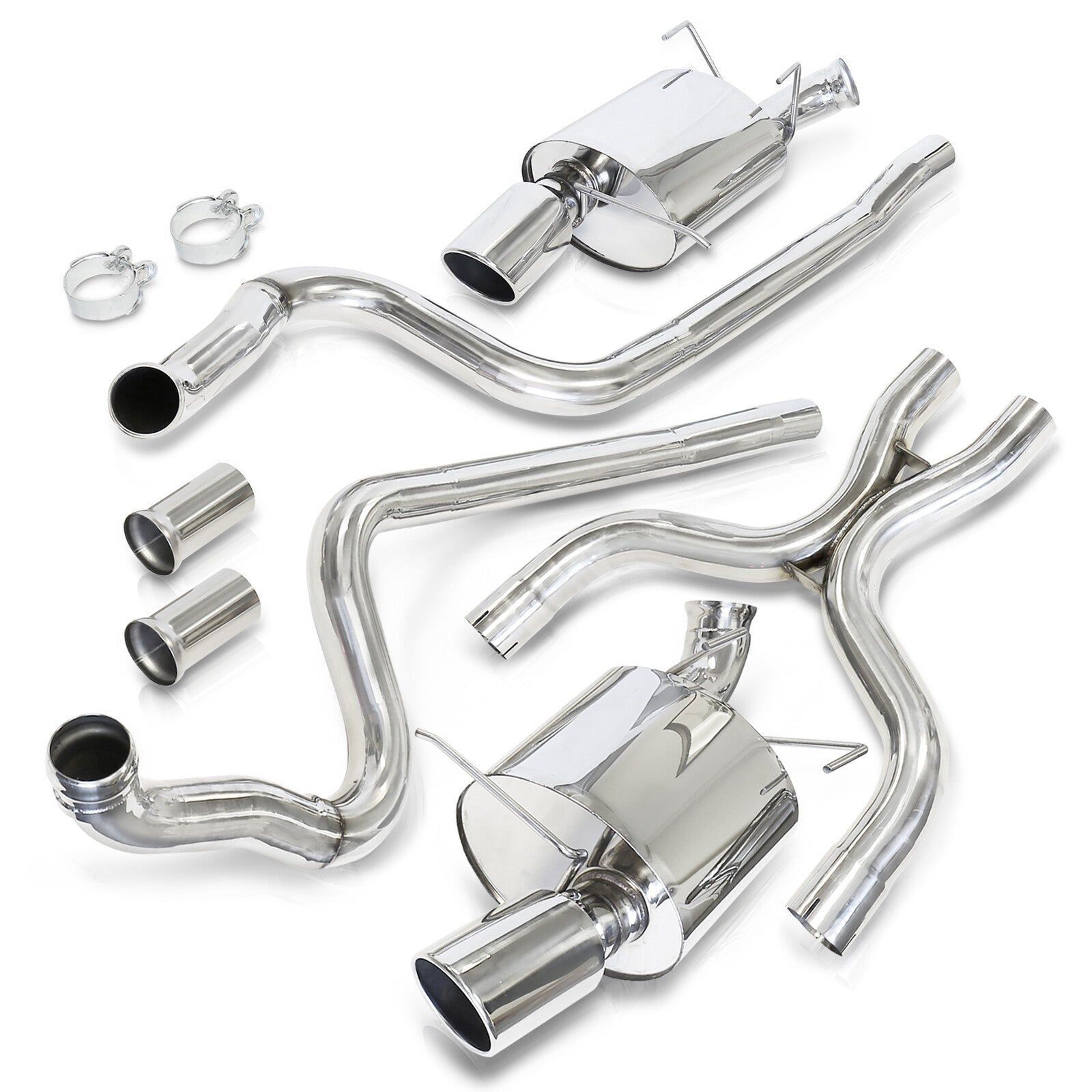 Ford Mustang 5.0L V8 2011-2014 Dual Tip Stainless Steel Catback Exhaust System (Piping: 2.5" / 65mm | Tip: 4.5") - Parts Agent