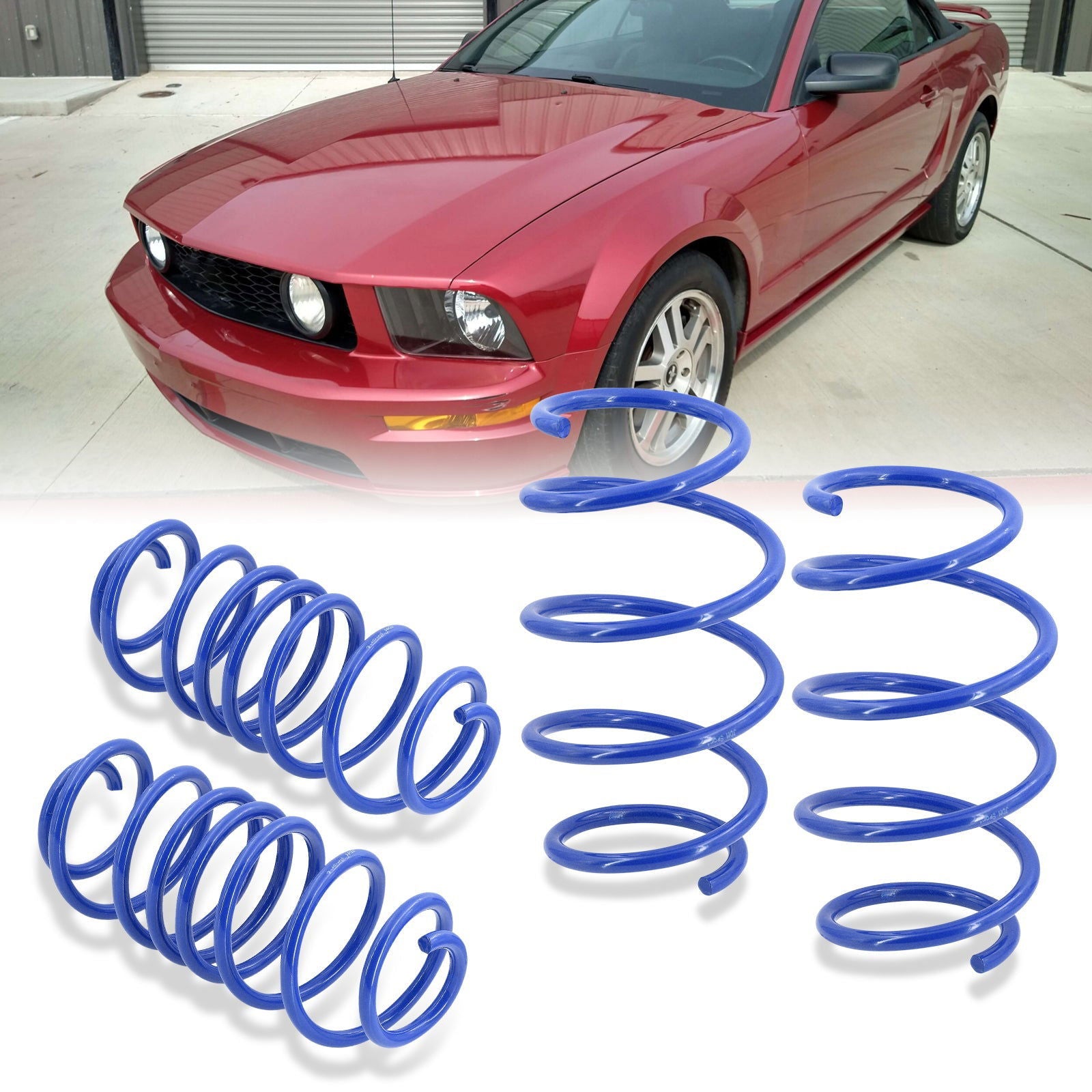 Ford Mustang V8 2005-2011 Lowering Springs Blue (Front ~ 1.9" / Rear ~ 2.5") - Parts Agent