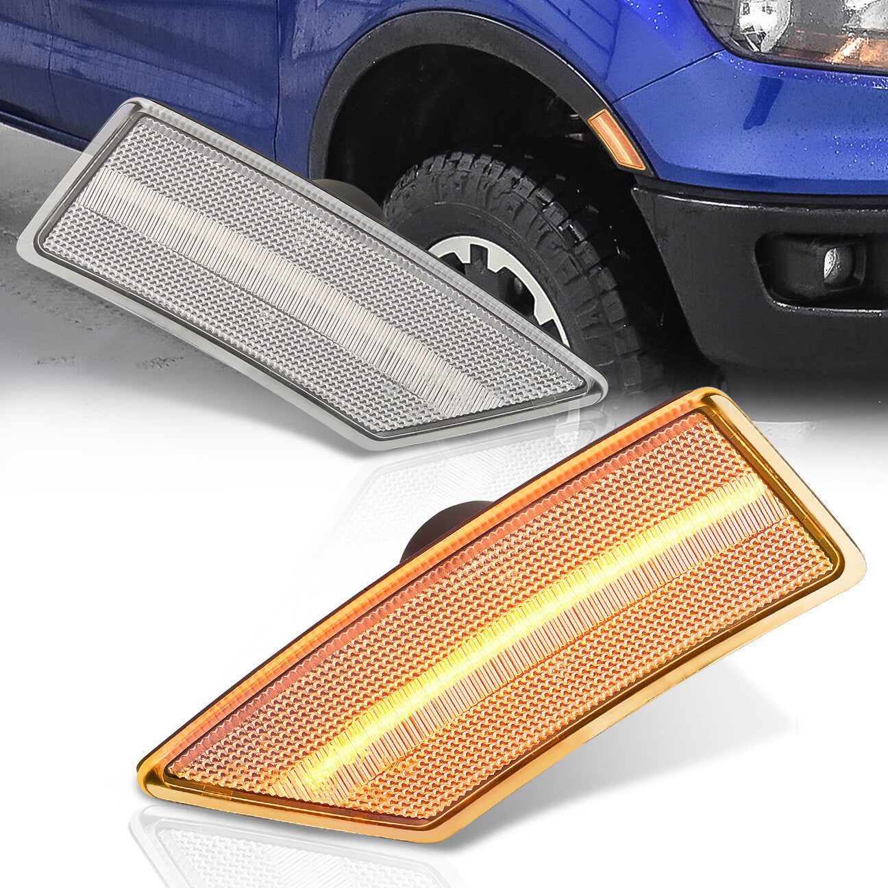 Ford Ranger 2019-2022 Front Amber LED Side Marker Lights Clear Len - Parts Agent