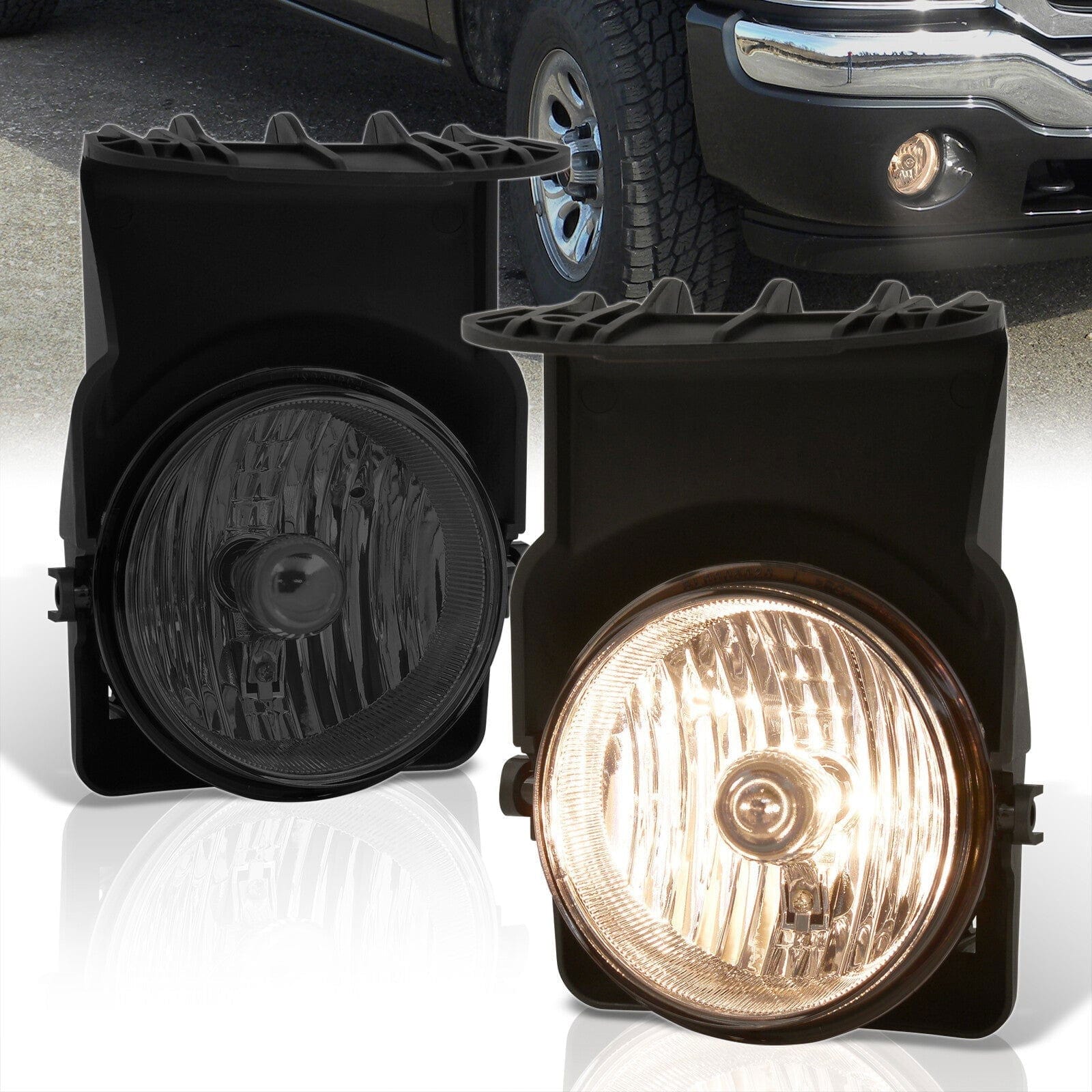 GMC Sierra 1500 1500HD 2500HD 3500 2003-2006 / Classic 2007 Front Fog Lights Smoked Len (Includes Switch & Wiring Harness) - Parts Agent