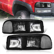 GMC Sierra 1500 1999-2007 / Sierra 2500 1999-2004 / Sierra 1500HD 2500HD 3500 2001-2007 / Yukon 1999-2006 / Yukon XL 1500 2500 2000-2006 Factory Style Headlights Black Housing Clear Len Clear Reflector - Parts Agent