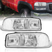 GMC Sierra 1500 1999-2007 / Sierra 2500 1999-2004 / Sierra 1500HD 2500HD 3500 2001-2007 / Yukon 1999-2006 / Yukon XL 1500 2500 2000-2006 Factory Style Headlights Chrome Housing Clear Len Clear Reflector - Parts Agent