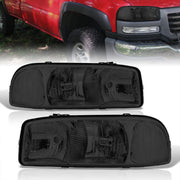 GMC Sierra 1500 1999-2007 / Sierra 2500 1999-2004 / Sierra 1500HD 2500HD 3500 2001-2007 / Yukon 1999-2006 / Yukon XL 1500 2500 2000-2006 Factory Style Headlights Chrome Housing Smoke Len Clear Reflector - Parts Agent