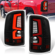 GMC Sierra 1500 2007-2013 / 2500HD 3500HD 2007-2014 LED Bar Tail Lights Black Housing Clear Len Red Tube (Excluding OEM LED & Dually Models) - Parts Agent