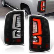 GMC Sierra 1500 2007-2013 / 2500HD 3500HD 2007-2014 LED Bar Tail Lights Black Housing Clear Len White Tube (Excluding OEM LED & Dually Models) - Parts Agent