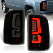 GMC Sierra 1500 2007-2013 / 2500HD 3500HD 2007-2014 LED Bar Tail Lights Black Housing Smoke Len White Tube (Excluding OEM LED & Dually Models) - Parts Agent