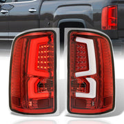 GMC Sierra 1500 2007-2013 / 2500HD 3500HD 2007-2014 LED Bar Tail Lights Red Housing Clear Len White Tube (Excluding OEM LED & Dually Models) - Parts Agent