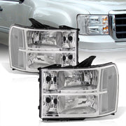 GMC Sierra 1500 2007-2013 / Sierra 2500HD 3500HD 2007-2014 Factory Style Headlights Chrome Housing Clear Len Clear Reflector - Parts Agent