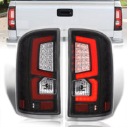 GMC Sierra 1500 2500HD 3500HD 2014-2018 LED Bar Tail Lights Black Housing Clear Len Red Tube (Excluding OEM LED & Dually Models) - Parts Agent
