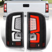 GMC Sierra 1500 2500HD 3500HD 2014-2018 LED Bar Tail Lights Black Housing Clear Len White Tube (Excluding OEM LED & Dually Models) - Parts Agent