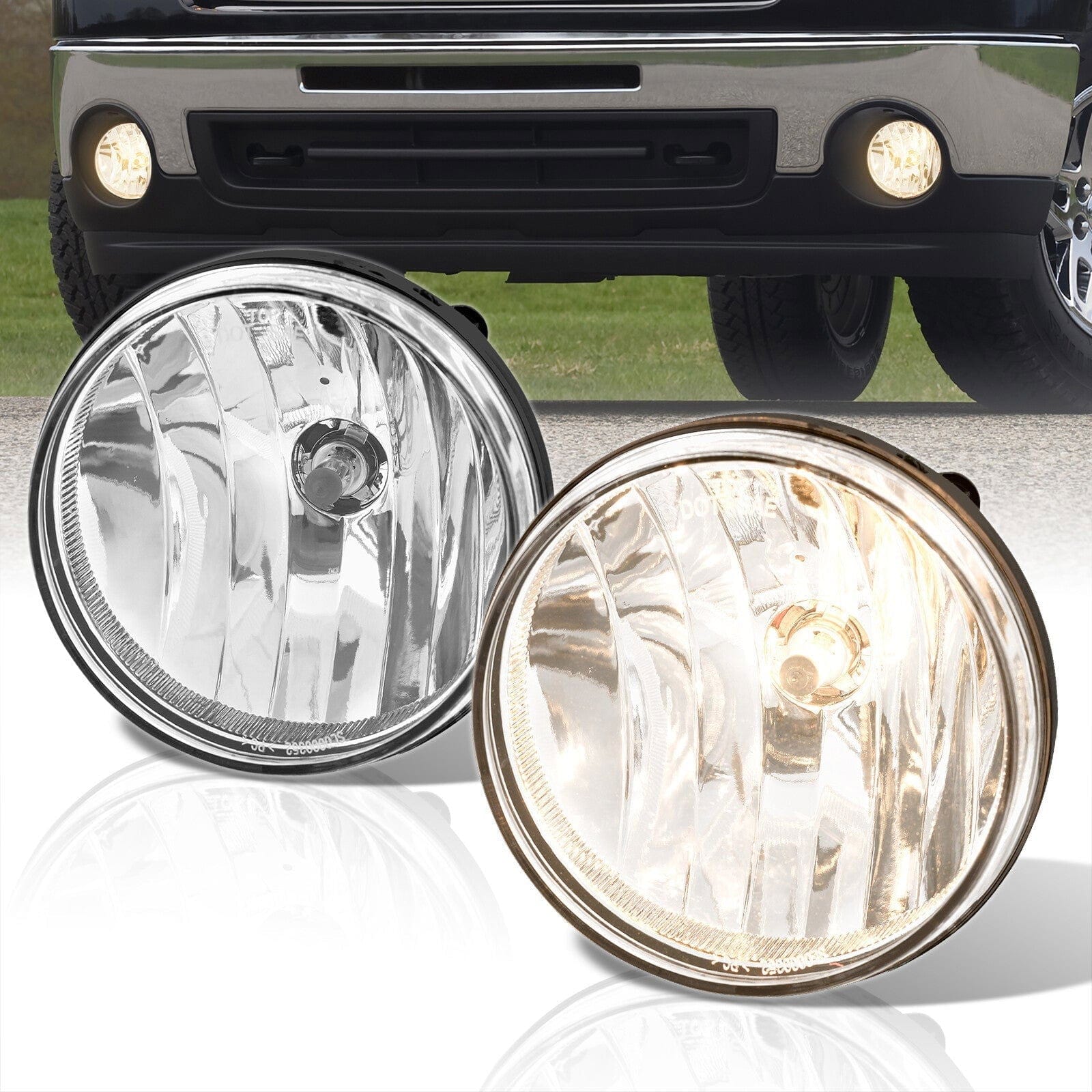 GMC Sierra 2007-2013 Front Fog Lights Clear Len (Includes Switch & Wiring Harness) - Parts Agent