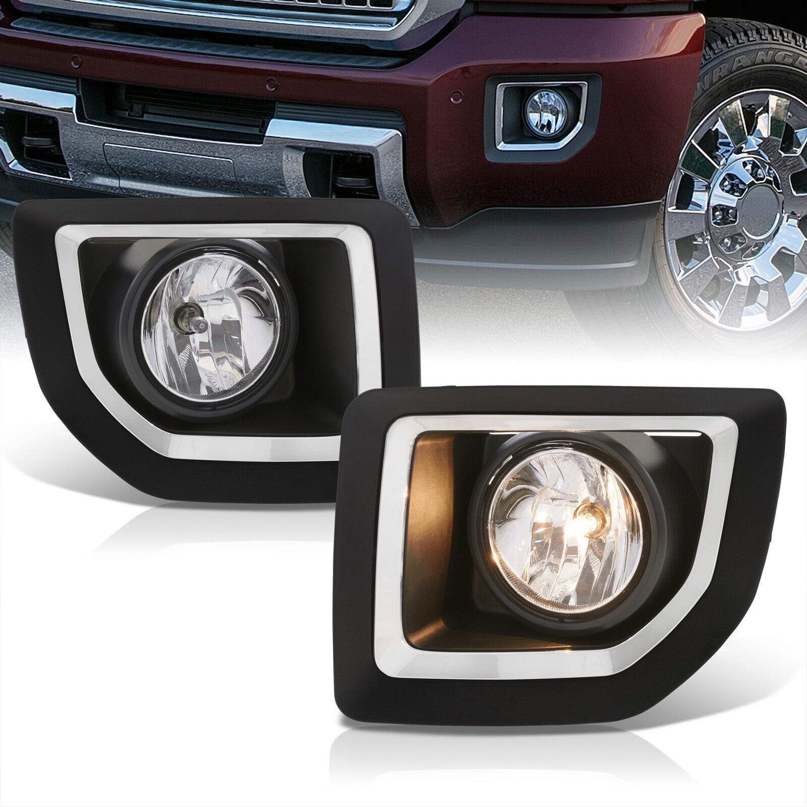 GMC Sierra 2500HD 3500HD 2015-2019 Front Fog Lights Clear Len (Includes Switch & Wiring Harness) - Parts Agent