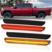 GMC Sierra 2500HD 3500HD 2020-2022 4 Piece Front Amber & Rear Red LED Fender Side Marker Lights Smoke Len - Parts Agent