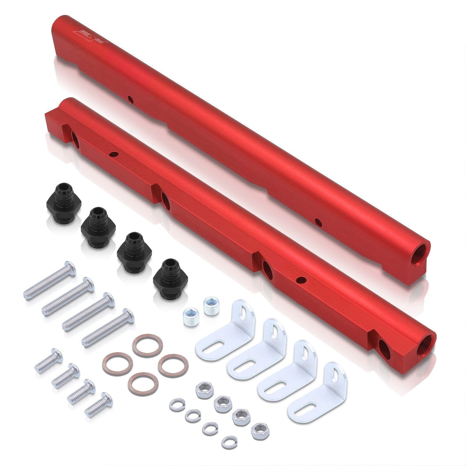 God Snow GMC LS1 Fuel Rail Red with Black Fittings - Parts Agent