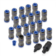 God Snow Lug Nuts M12 x1.25mm Thread pitch Gunmetal Body Blue Trim (20 Piece +1 Key) - Parts Agent