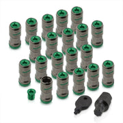 God Snow Lug Nuts M12 x1.25mm Thread pitch Gunmetal Body Green Trim (20 Piece +1 Key) - Parts Agent