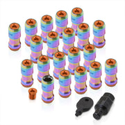 God Snow Lug Nuts M12 x1.25mm Thread pitch Neo Chrome Body Orange Trim (20 Piece +1 Key) - Parts Agent