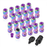 God Snow Lug Nuts M12 x1.25mm Thread pitch Neo Chrome Body Purple Trim (20 Piece +1 Key) - Parts Agent