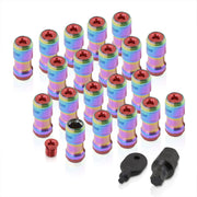 God Snow Lug Nuts M12 x1.25mm Thread pitch Neo Chrome Body Red Trim (20 Piece +1 Key) - Parts Agent