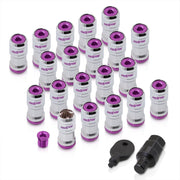 God Snow Lug Nuts M12 x1.5mm Thread pitch Chrome Body Purple Trim (20 Piece +1 Key) - Parts Agent