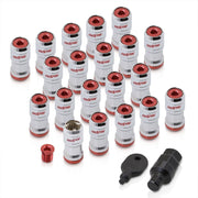 God Snow Lug Nuts M12 x1.5mm Thread pitch Chrome Body Red Trim (20 Piece +1 Key) - Parts Agent