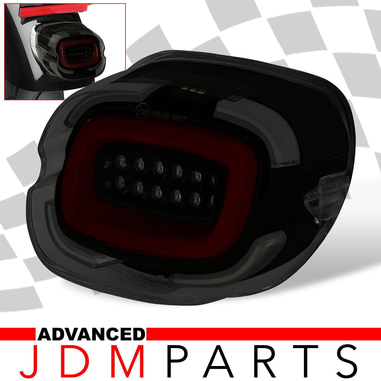Harley Davidson Motorcycle LED Bar Tail Lights Black Housing Smoke Len Red Tube (Upward Facing License Plate Tag Light) - Parts Agent