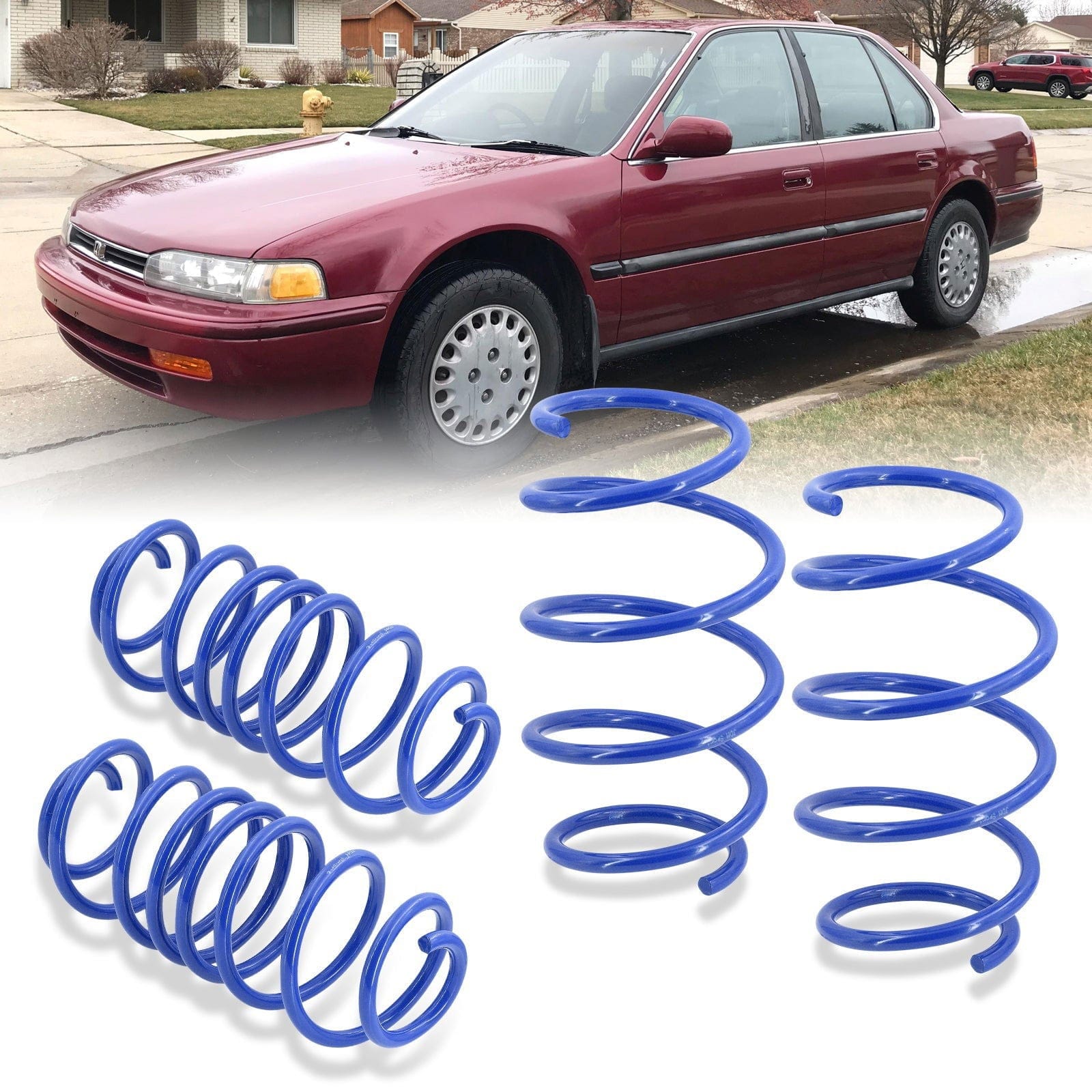 Honda Accord 1990-1997 Lowering Springs Blue (1990-1993 Front ~2.1" / Rear ~1.7") (1994-1997 Front ~ 2" / Rear ~ 1.4") - Parts Agent