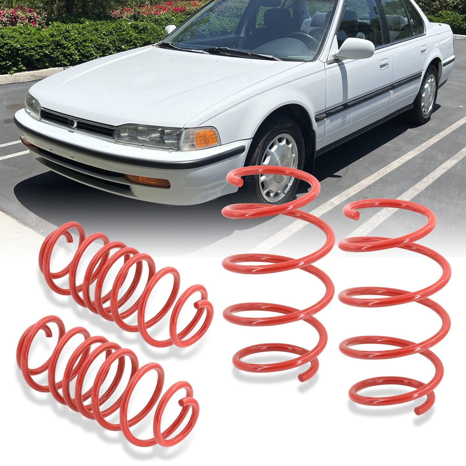 Honda Accord 1990-1997 Lowering Springs Red (1990-1993 Front ~2.1" / Rear ~1.7") (1994-1997 Front ~ 2" / Rear ~ 1.4") - Parts Agent