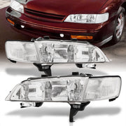 Honda Accord 1994-1997 Factory Style Headlights + Corners Chrome Housing Clear Len Clear Reflector - Parts Agent