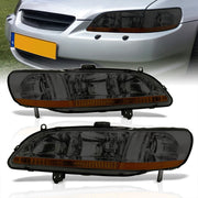 Honda Accord 1998-2002 Factory Style Headlights Chrome Housing Smoke Len Amber Reflector - Parts Agent