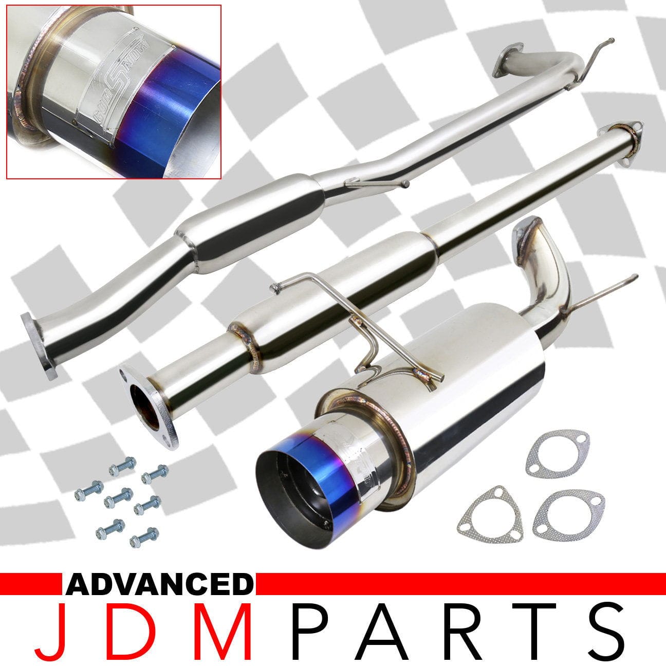 Honda Accord 2.3L I4 1998-2002 N1 Style Stainless Steel Catback Exhaust System Burnt Tip (Piping: 2.5" / 65mm | Tip: 4.5") - Parts Agent
