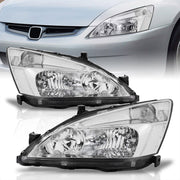 Honda Accord 2003-2007 Factory Style Headlights Chrome Housing Clear Len Clear Reflector - Parts Agent
