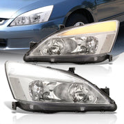 Honda Accord 2003-2007 LED DRL Bar Factory Style Headlights Chrome Housing Clear Len Clear Reflector - Parts Agent