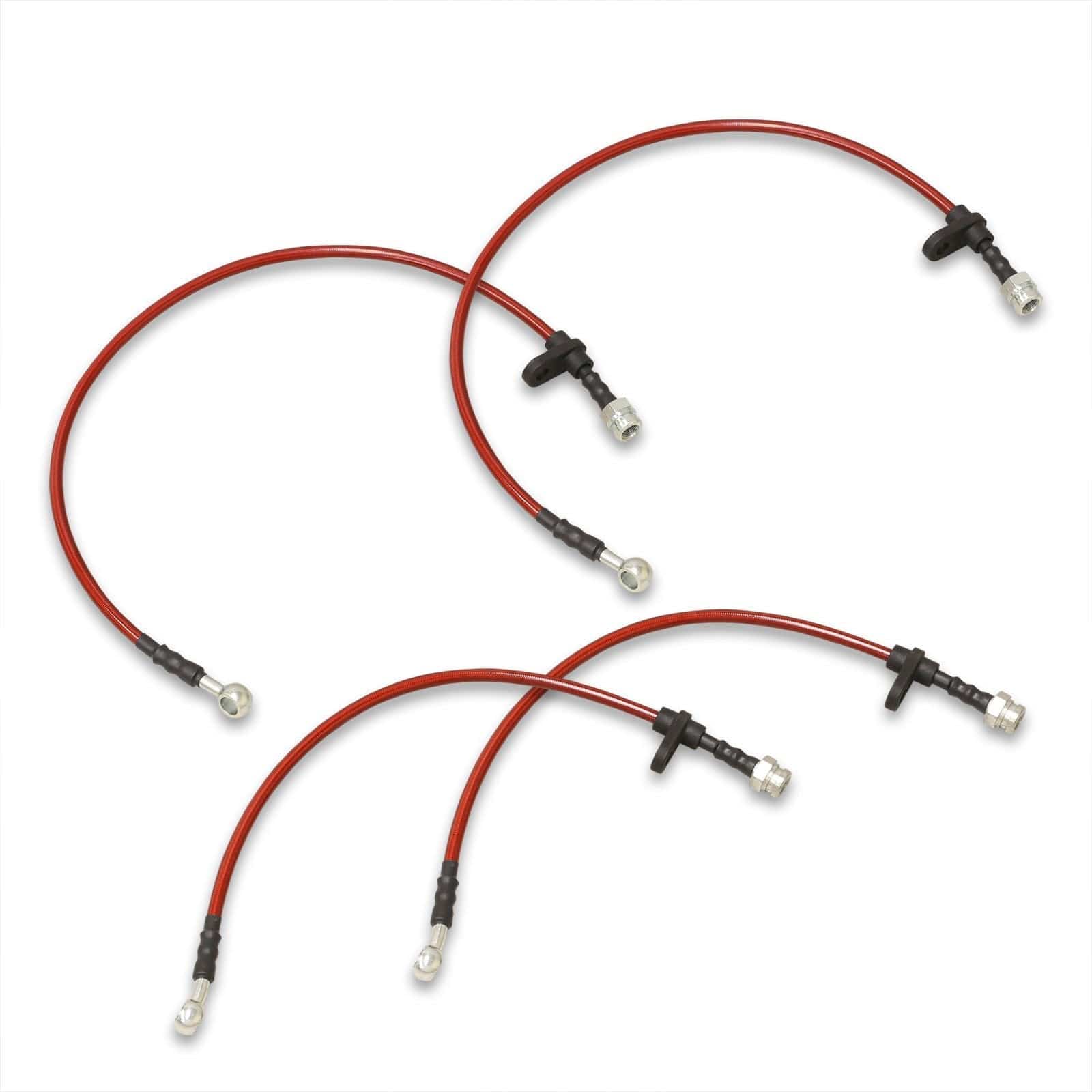 Honda Accord 2003-2012 Stainless Steel Braided Oil Brake Lines Red (Models with Rear Disc Only) - Parts Agent