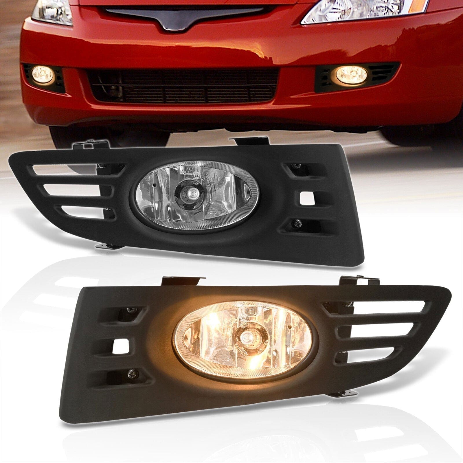Honda Accord 2DR 2003-2005 Front Fog Lights Clear Len (Includes Switch & Wiring Harness) - Parts Agent