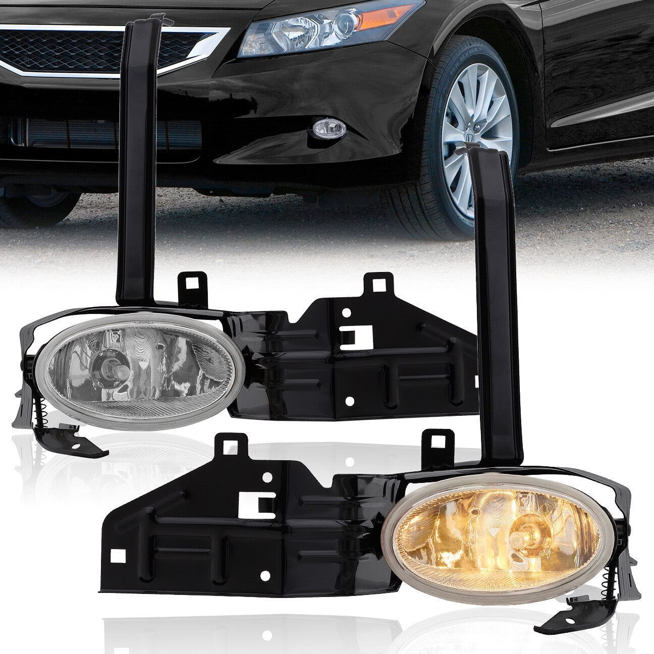 Honda Accord 2DR (With Fog Light Opening On Bumper) 2008-2010 Front Fog Lights Clear Len (Includes Switch & Wiring Harness) - Parts Agent