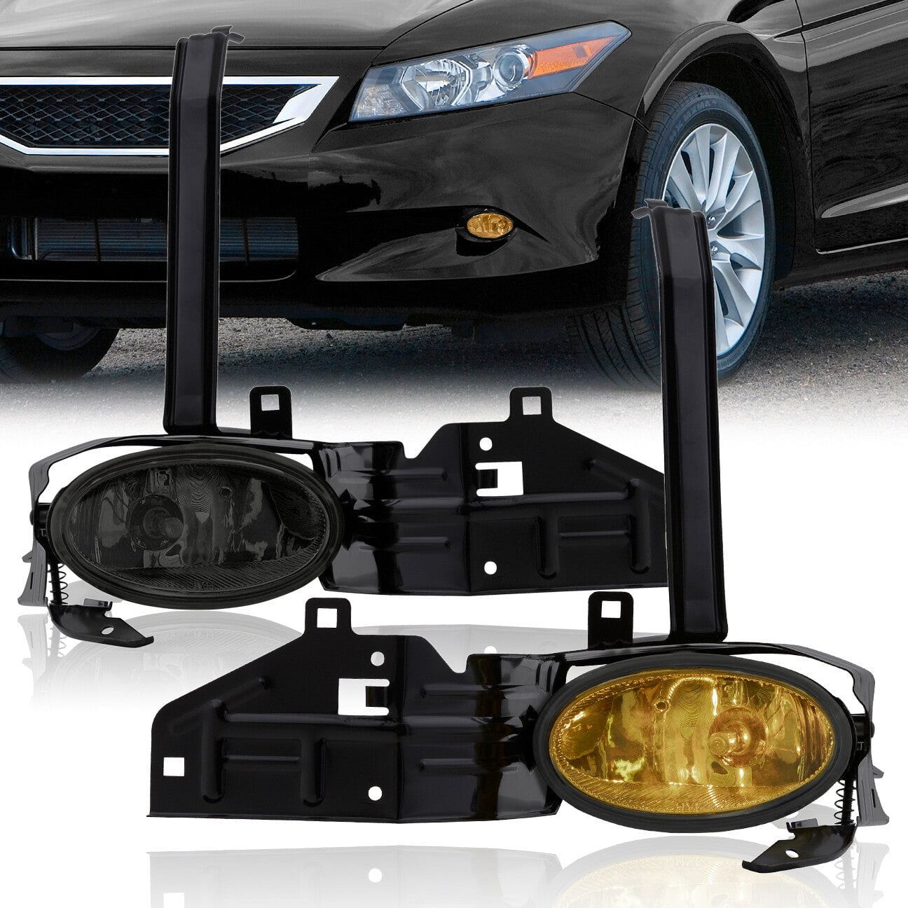 Honda Accord 2DR (With Fog Light Opening On Bumper) 2008-2010 Front Fog Lights Smoked Len (Includes Switch & Wiring Harness) - Parts Agent