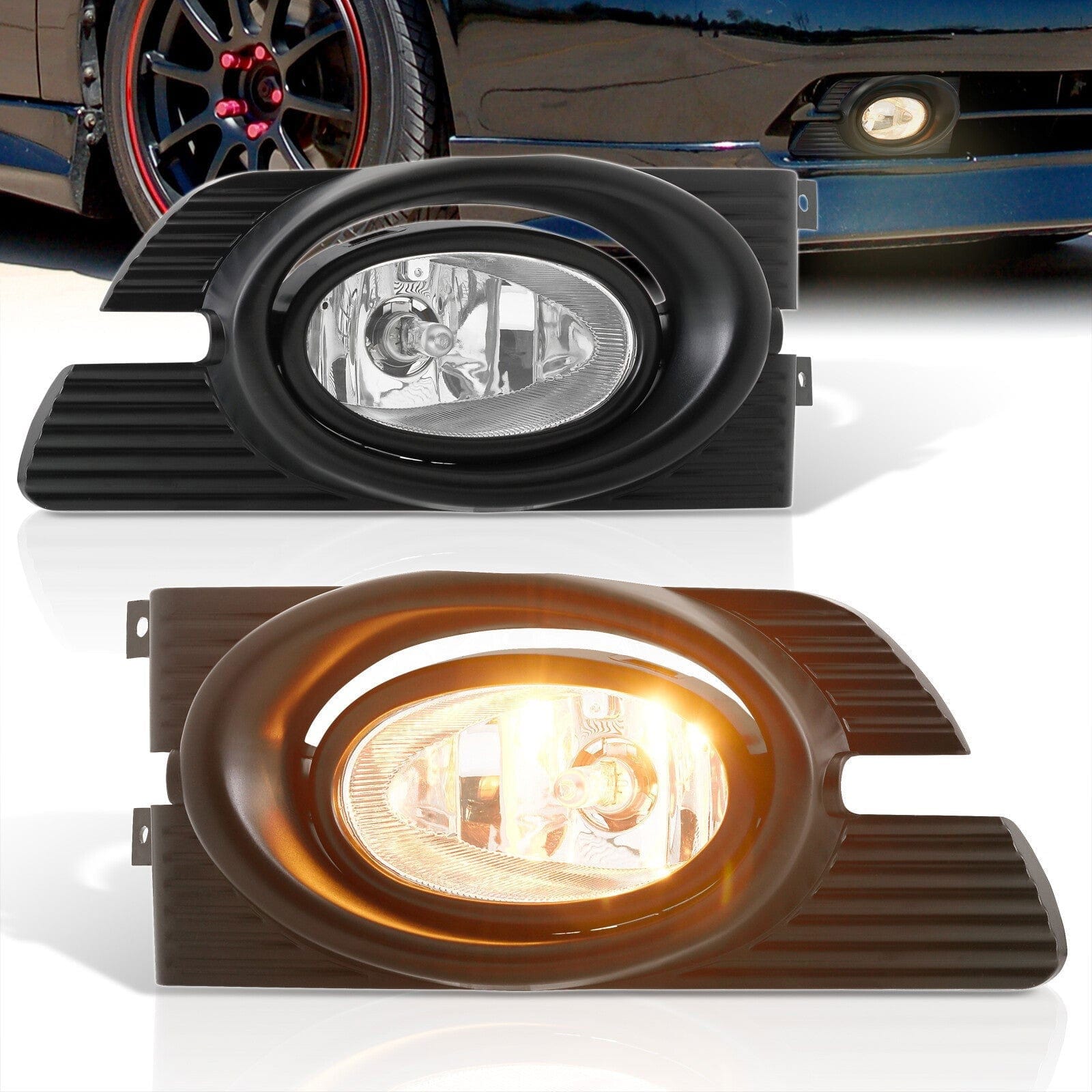 Honda Accord 4DR 2001-2002 Front Fog Lights Clear Len (Includes Switch & Wiring Harness) - Parts Agent