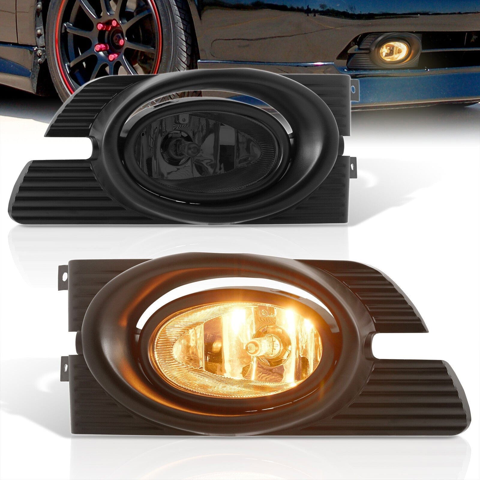 Honda Accord 4DR 2001-2002 Front Fog Lights Smoked Len (Includes Switch & Wiring Harness) - Parts Agent