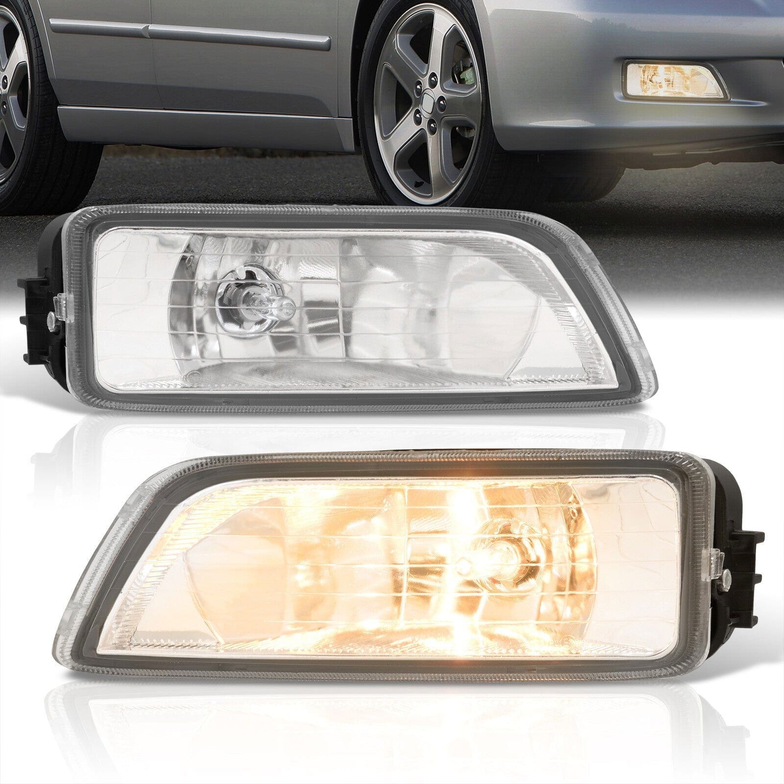Honda Accord 4DR 2003-2005 / Acura TL 2004-2008 Front Fog Lights Clear Len (Includes Switch & Wiring Harness) - Parts Agent