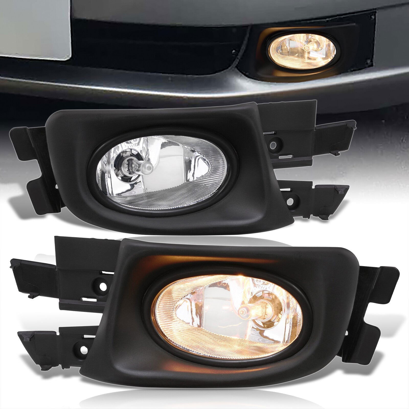 Honda Accord 4DR 2003-2005 Front Fog Lights Clear Len (Includes Switch & Wiring Harness) - Parts Agent