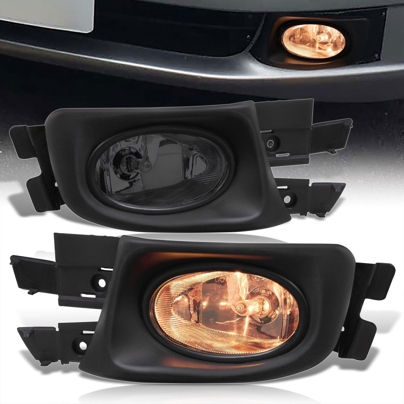 Honda Accord 4DR 2003-2005 Front Fog Lights Smoked Len (Includes Switch & Wiring Harness - Parts Agent
